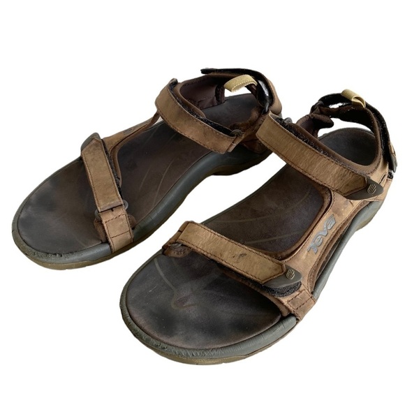 Teva Tanza Leather Waterproof Velcro Sandals - Picture 1 of 12